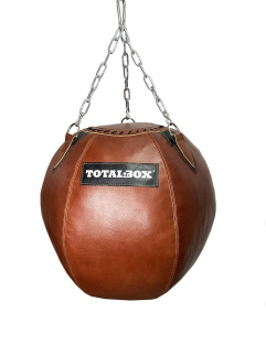 Груша боксерская набивная шар TOTALBOX кожа 62/62/45 кг (коричневая)
